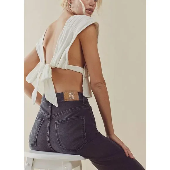 🎉LAST CHANCE🎉 FREE PEOPLE Pacifica Straight Leg Jeans / Worn Black - Picture 8 of 11